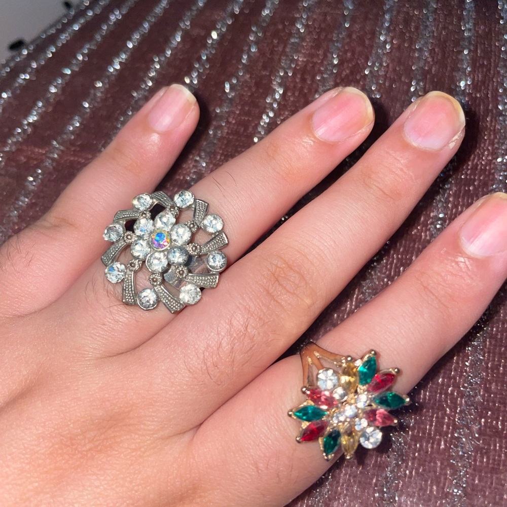 Ring diamond multicolor and silver forever 21 rings bundle jewelry